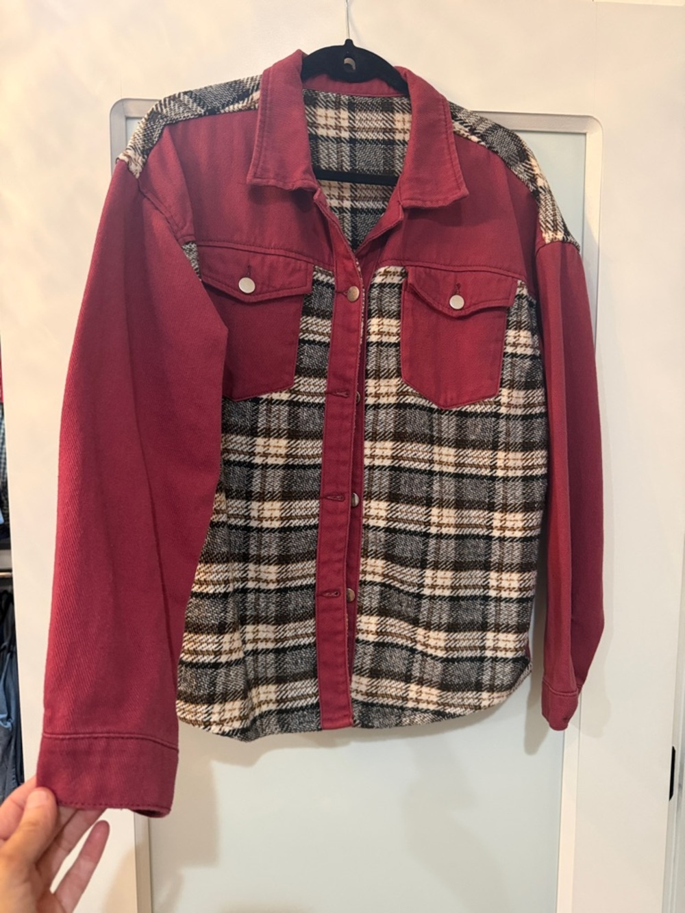 Red Plaid Button-Up Shacket